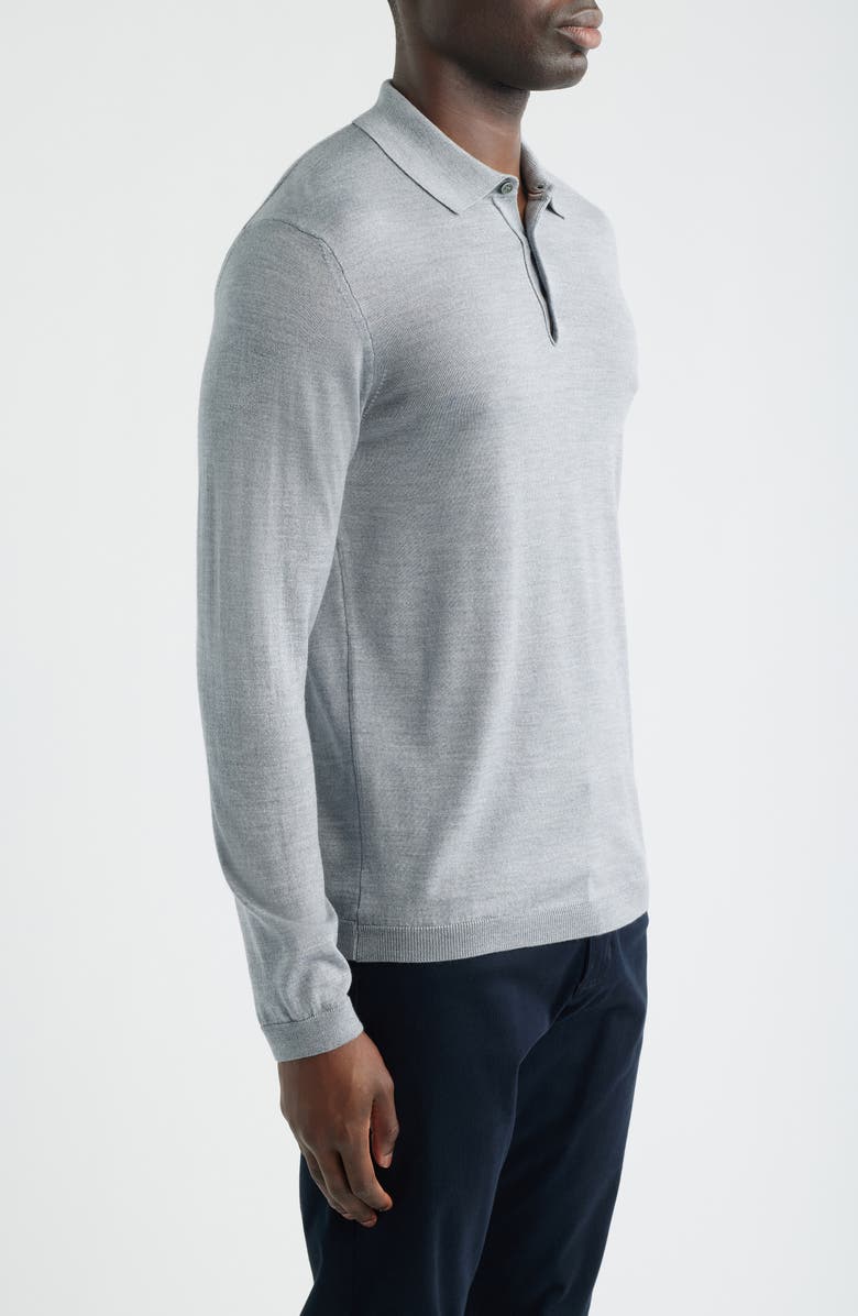 Jack Victor Long Sleeve Wool & Silk Polo Sweater, Alternate, color, Light Grey
