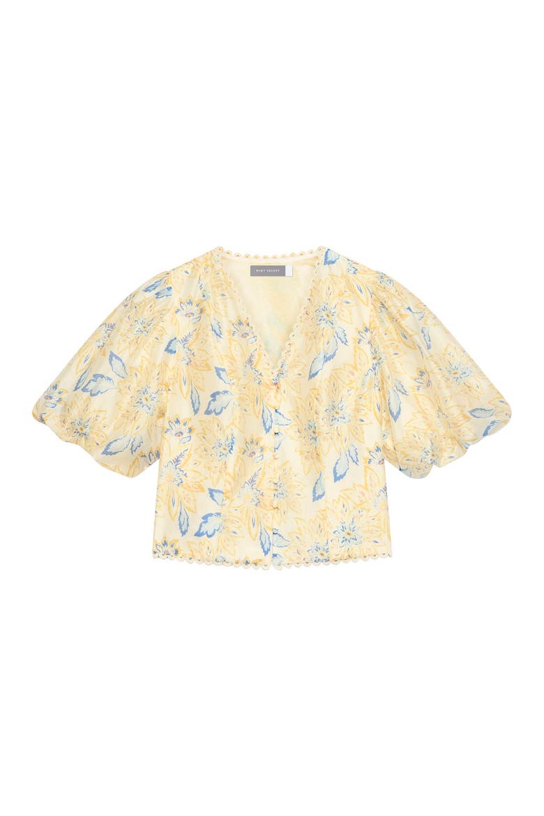 Floral Puff Sleeve Blouse, Alternate, color, Orange