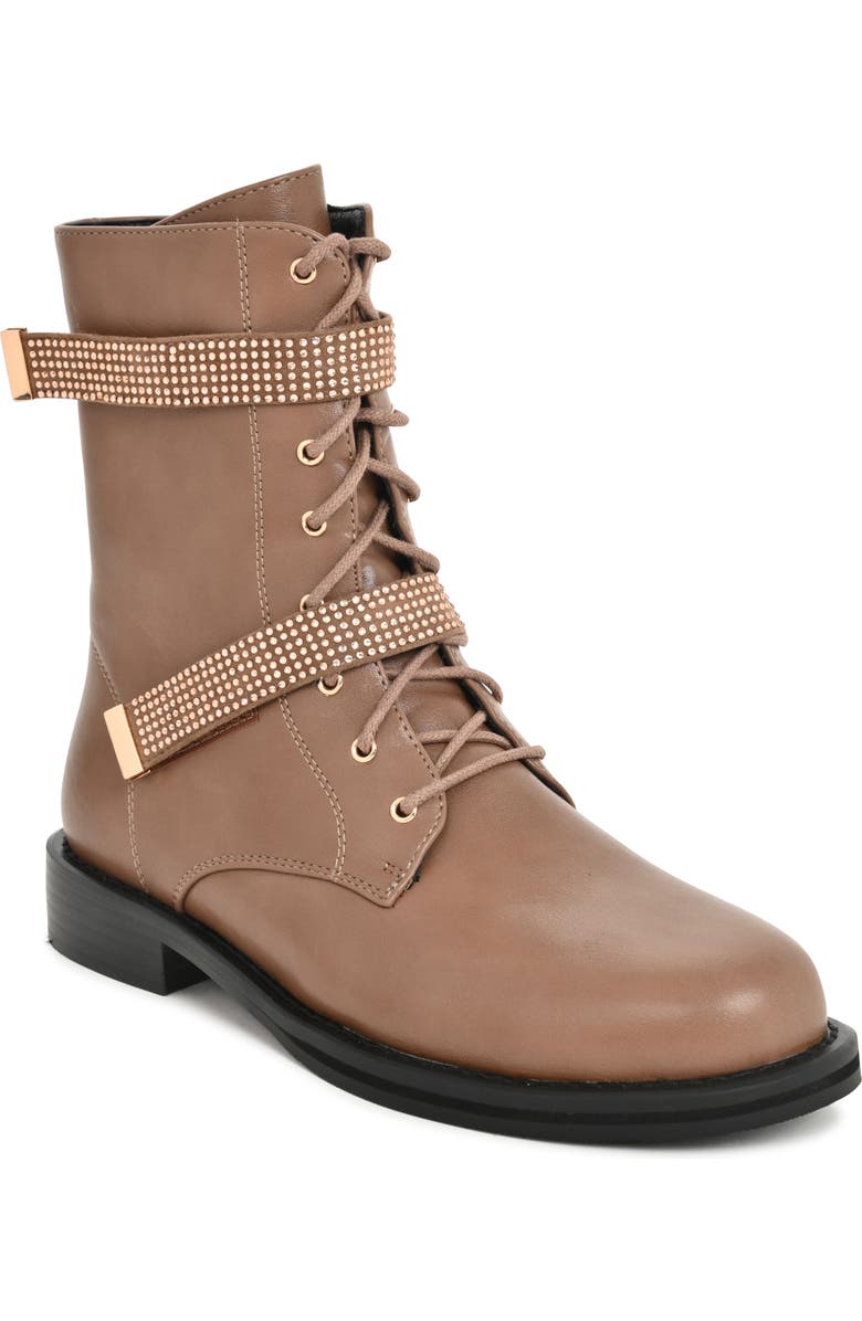 NINETY UNION Buffalo Rhinestone Strap Boot, Main, color, Taupe
