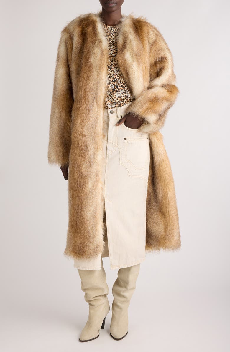 Isabel Marant Alberta Faux Fur Coat, Alternate, color, 