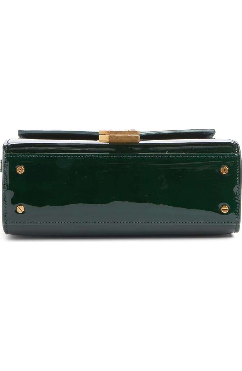 Saint Laurent Mini Cassandra Patent Leather Top Handle Bag, Alternate, color, Fir Leaf