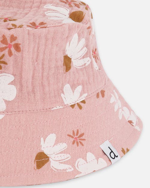 Deux Par Deux Baby Girl's Printed Muslin Bucket Hat Pink And White Flowers In Pink And White Flowers