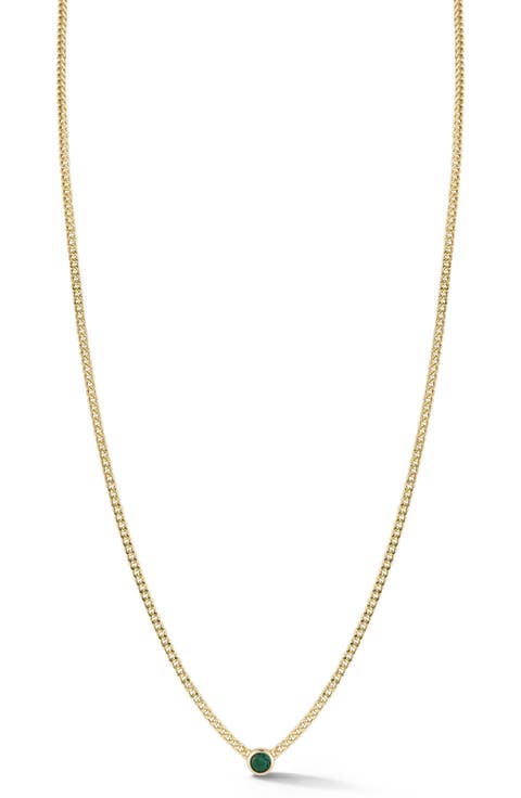 Cubic Zirconia Curb Chain Necklace