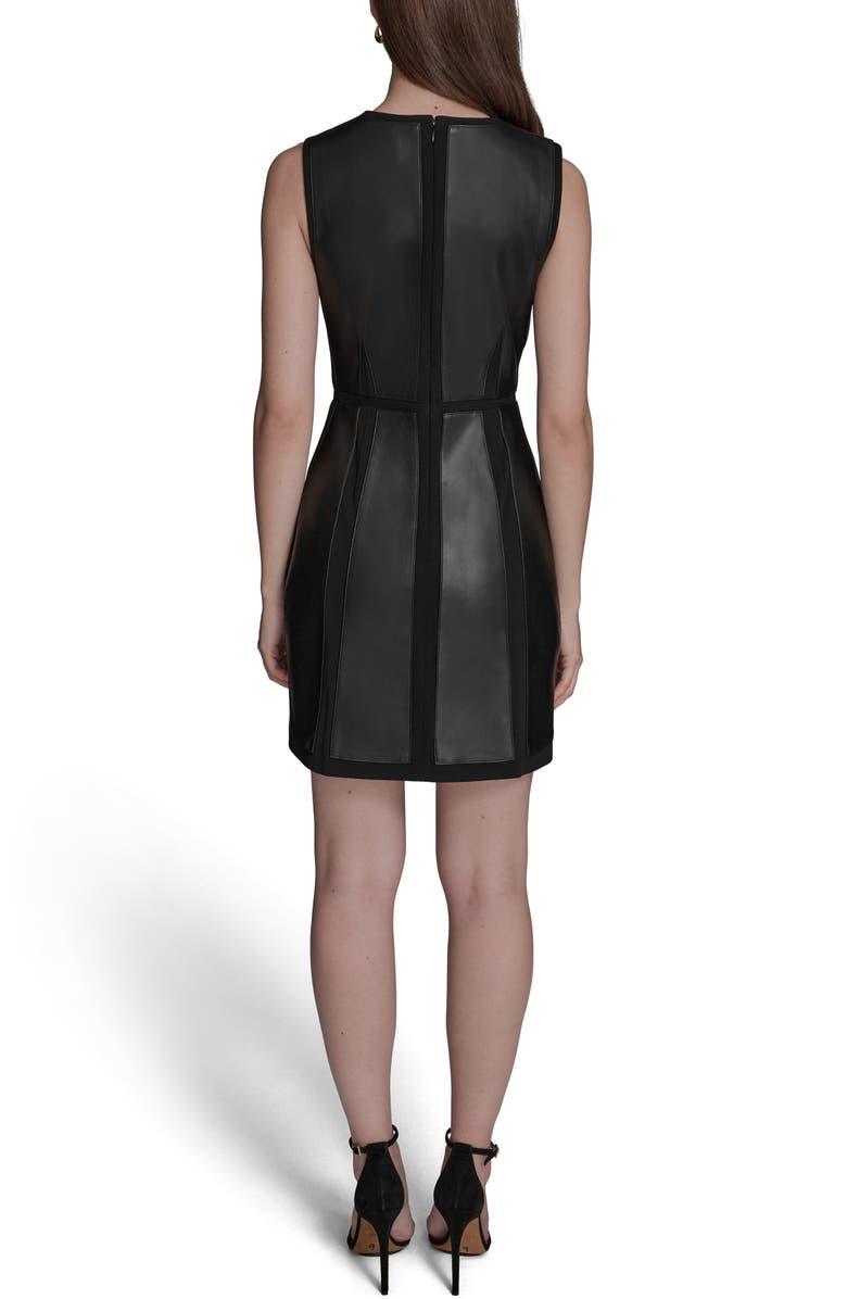 BCBG Faux Leather Mixed Media Minidress, Alternate, color, Black/ Black