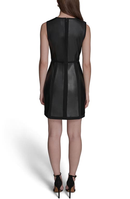 Bcbg Faux Leather Mixed Media Minidress In Black