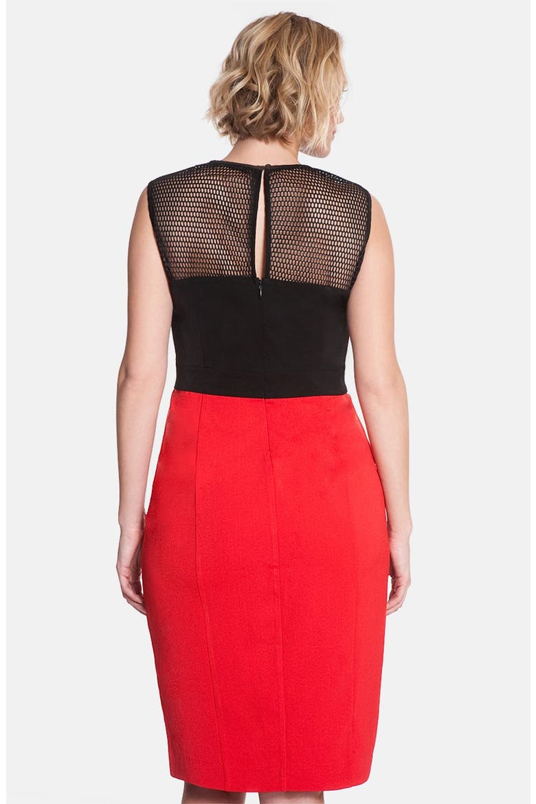 Mesh Yoke Colorblock Dress, Alternate, color, BLACK/ CABERNET