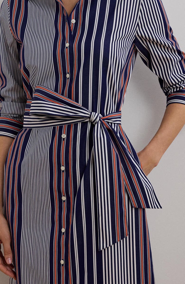 Ralph Lauren Stripe Shirtdress, Alternate, color, Blue/ White/ Orange