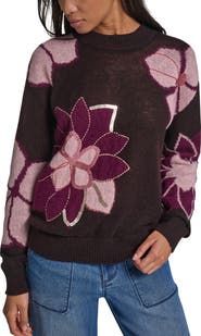 KARL LAGERFELD PARIS Floral Sequin Crewneck Sweater