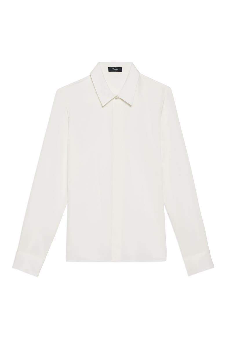 Classic Fitted Silk Shirt, Alternate, color, IVORY