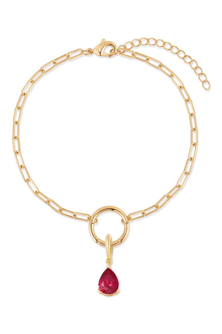 Colette Mini Teardrop Birthstone Bracelet, Main, color, GOLD/ JULY