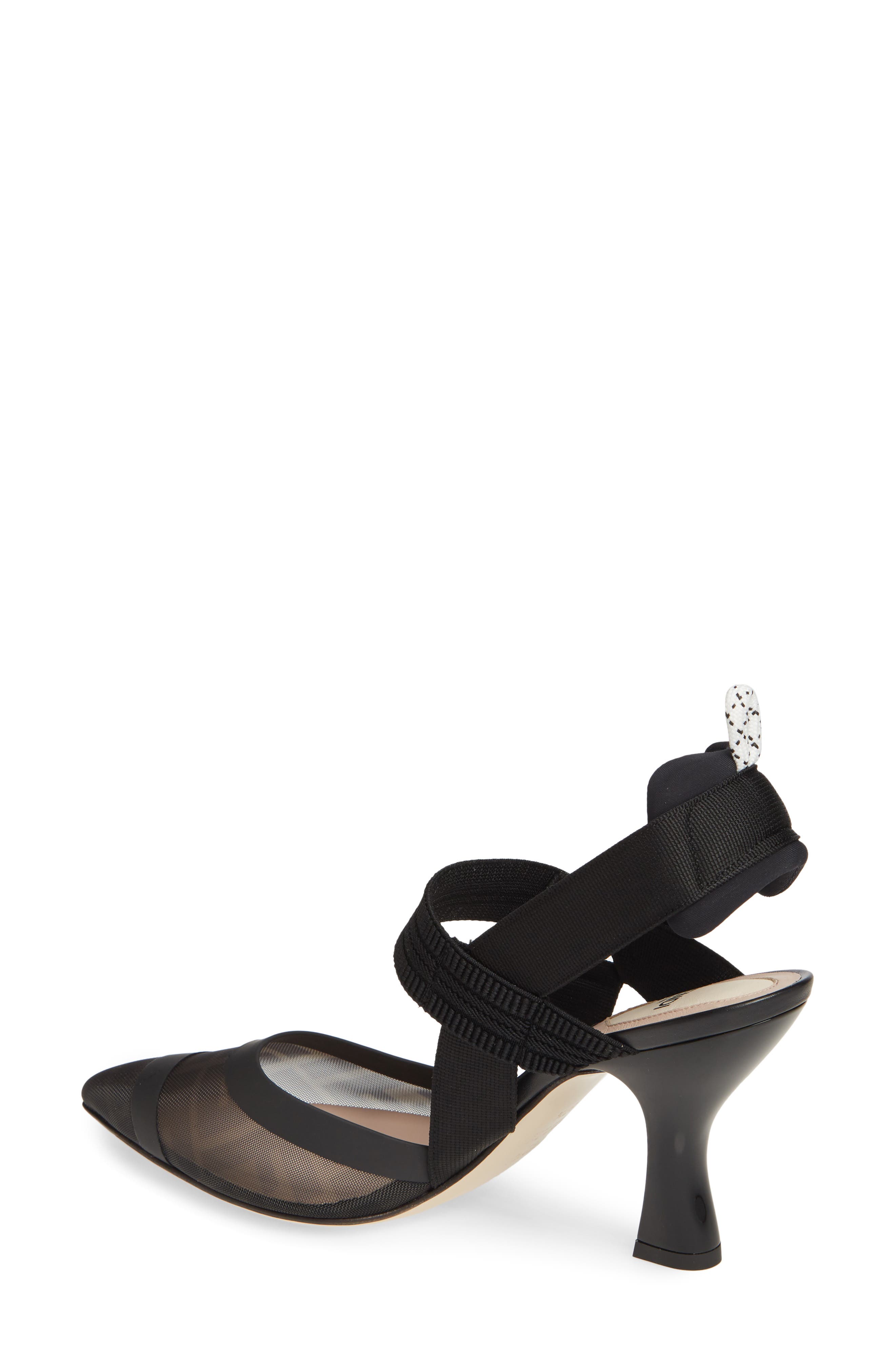 Fendi Colibri Mesh Slingback Pump, Alternate, color, Black