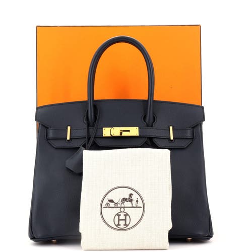 Pre-owned Hermes  Hermes Birkin Handbag Blue Epsom With Rose Gold Hardware 30 In Blue