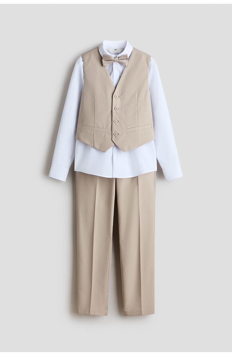 H&M 4-piece Dressy Set, Main, color, Beige/White