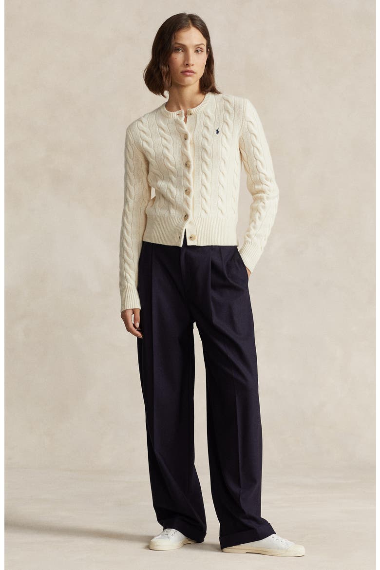 Cable Wool & Cashmere Cardigan, Alternate, color, AUTHENTIC CREAM
