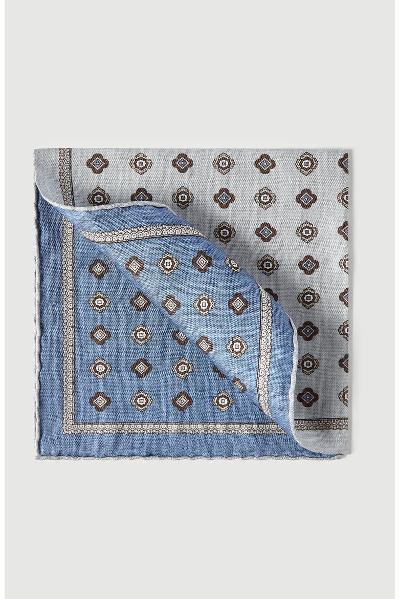 Silk pocket square with medallion design, Main, color, Grey