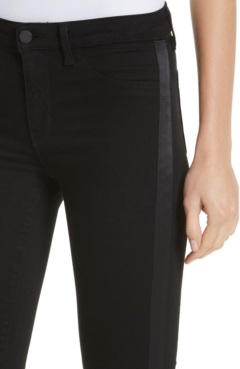 L'AGENCE Margot Tuxedo Stripe Crop Skinny Jeans, Alternate, color, 