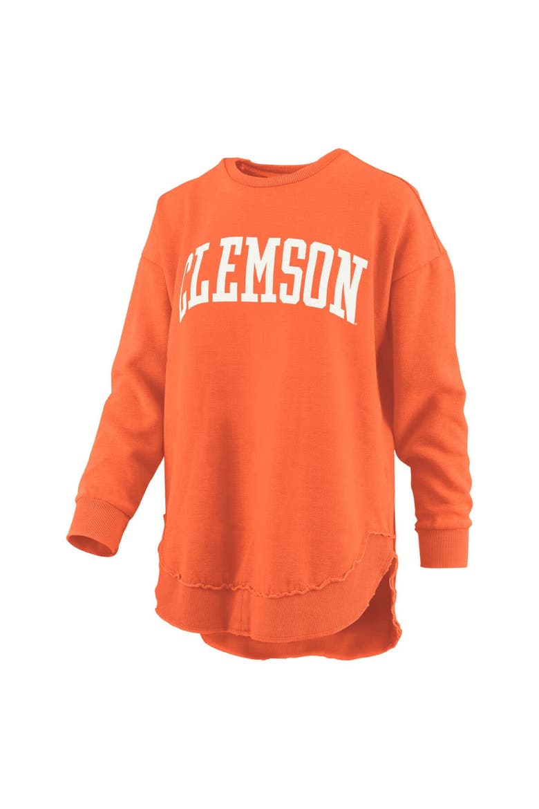 Women's Pressbox  Orange Clemson Tigers Melange Poncho Vintage Fleece Long Sleeve Pullover Sweatshirt, Alternate, color, Orange