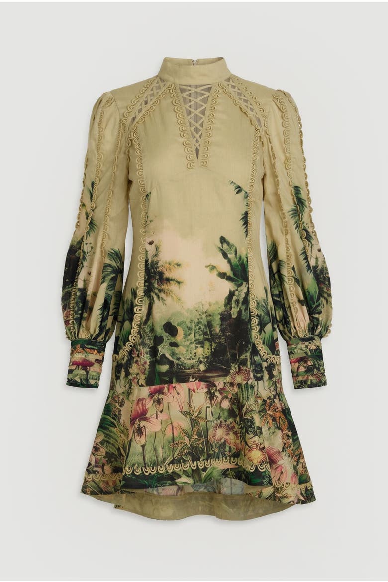 Botanical Mini Dress, Alternate, color, Green