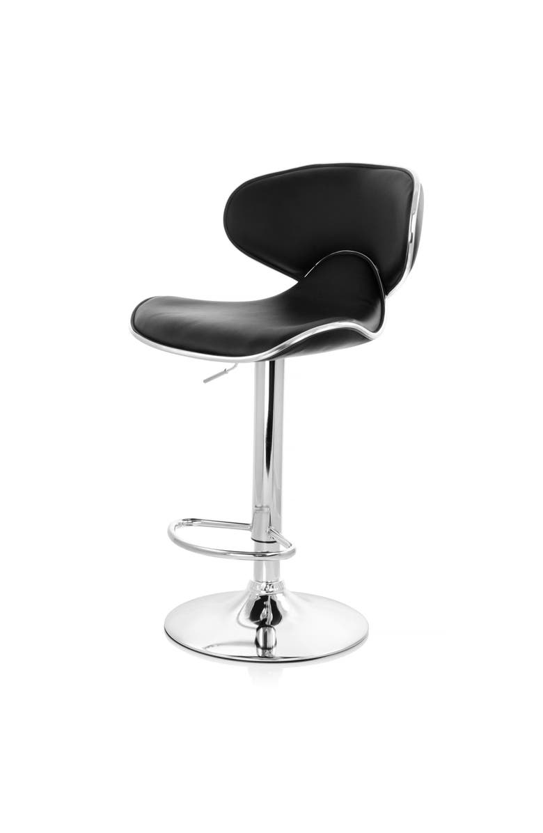 Elama 2 Piece Slim Faux Leather Adjustable Bar Stool, Alternate, color, Black