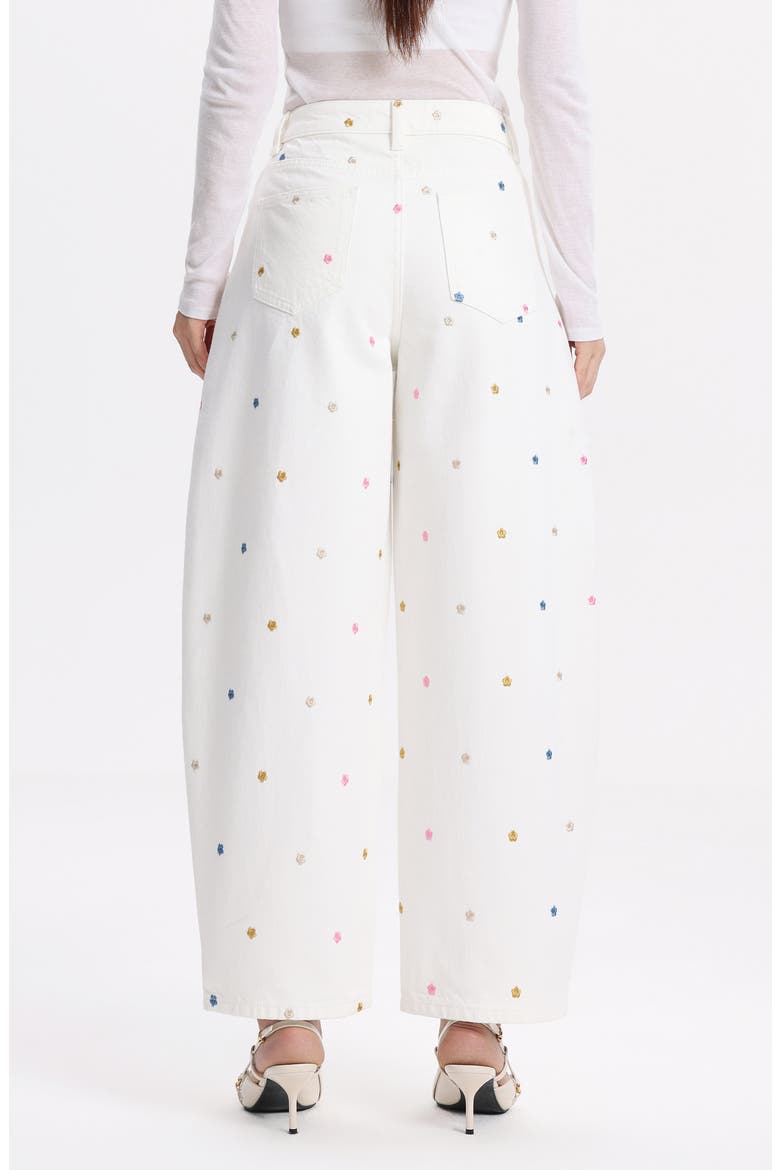 Embroidered High Waist Ankle Barrel Jeans, Alternate, color, EOS