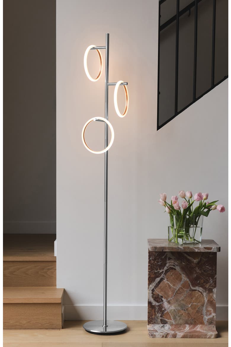 Saturn 66" LED Modern Ring Floor Lamp with Detachable Lights, Alternate, color, Polished Silver