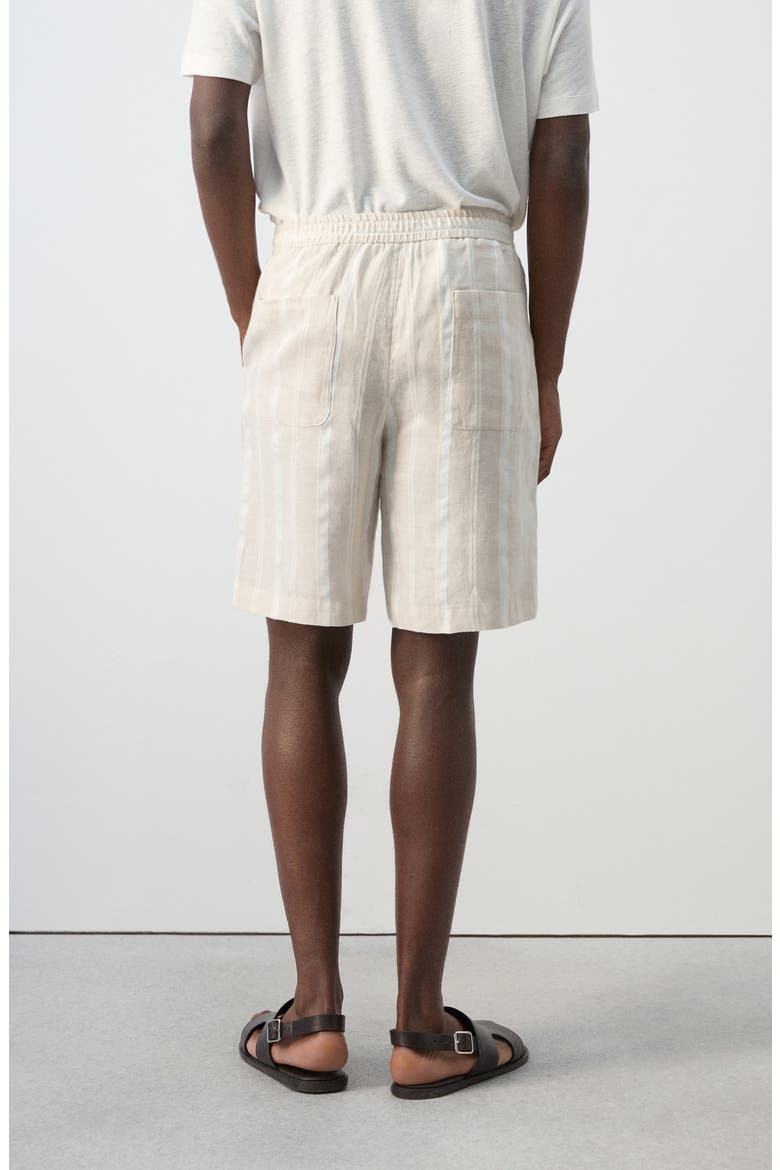 Stripe Linen Blend Bermuda Shorts, Alternate, color, ECRU