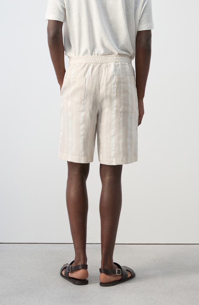 MANGO Stripe Linen Blend Bermuda Shorts, Alternate, color, Ecru