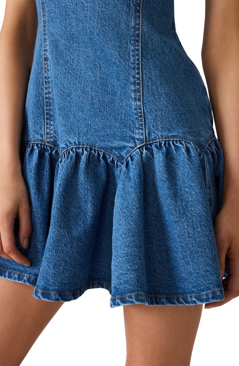 Steve Madden Harley Ruffle Hem Denim Minidress, Alternate, color, Faded Blue