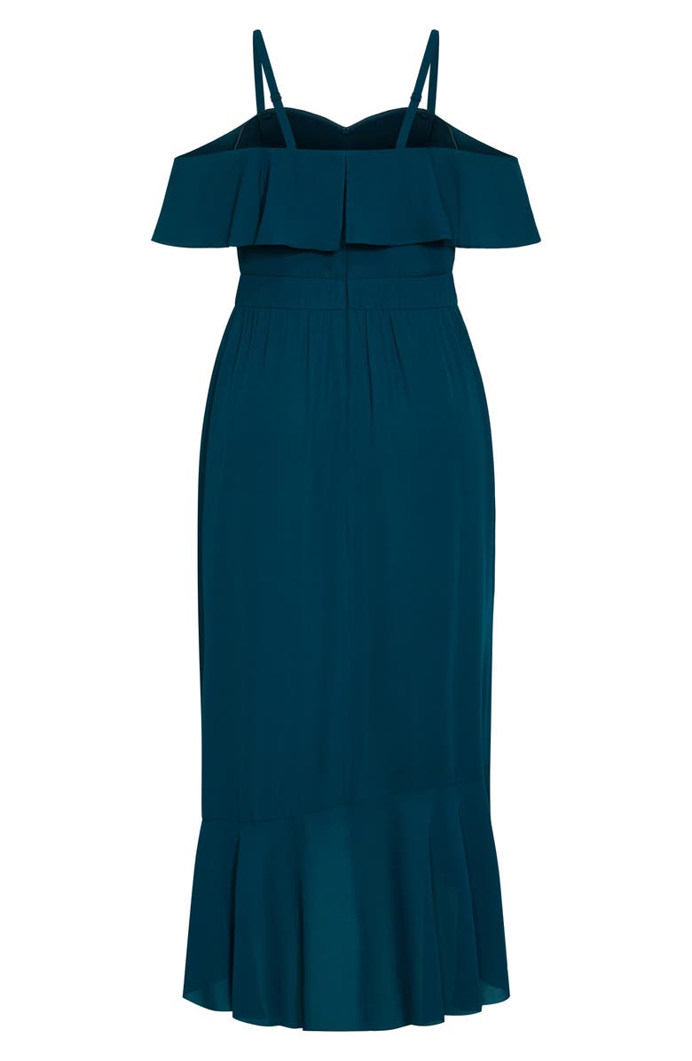 City Chic Remi Ruffle Maxi Dress, Alternate, color, Emerald