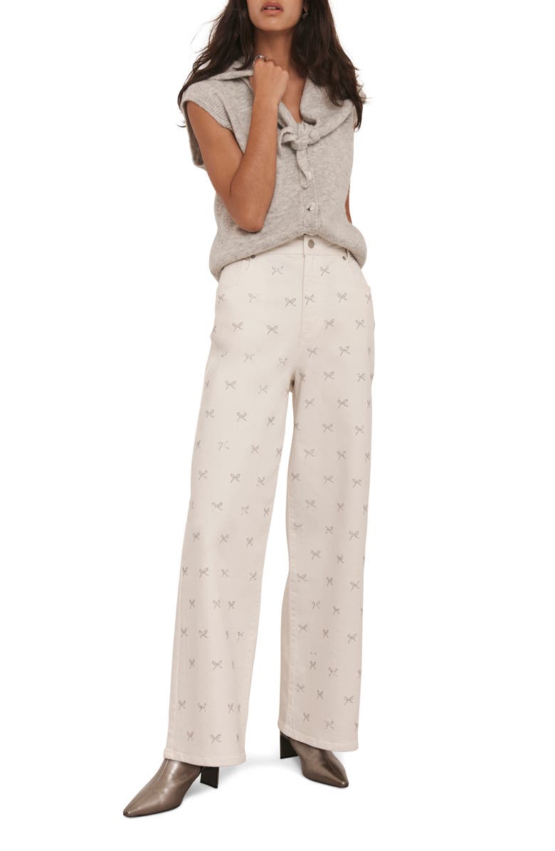 MINT VELVET Embellished Wide Jeans, Main, color, White