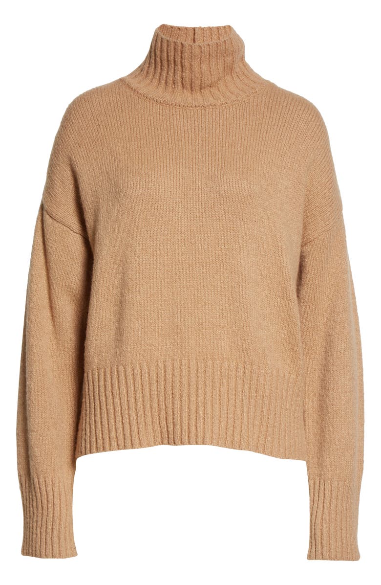 FRAME Swingy Wool & Silk Blend Turtleneck Sweater, Alternate, color,