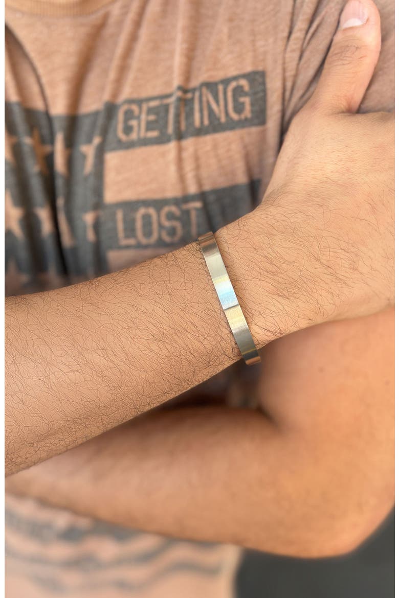 Men's Tarnish Resistant Cuff Bracelet, Alternate, color, SILVER