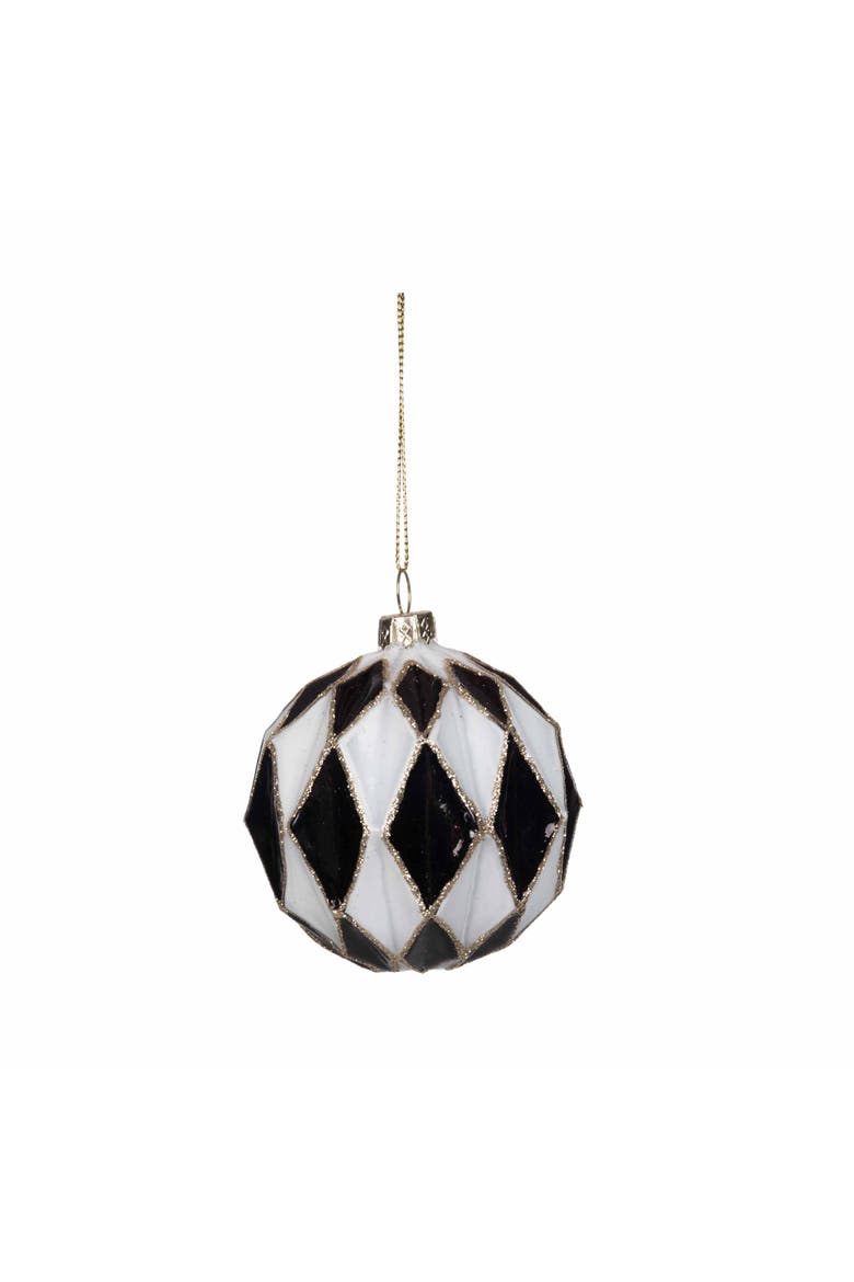 Black & White Glass Set of 2 Christmas Round Bulb Ornaments, Alternate, color, Black