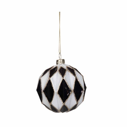Carol & Frank Black & White Pattern Ornaments Set Of 2 In Black