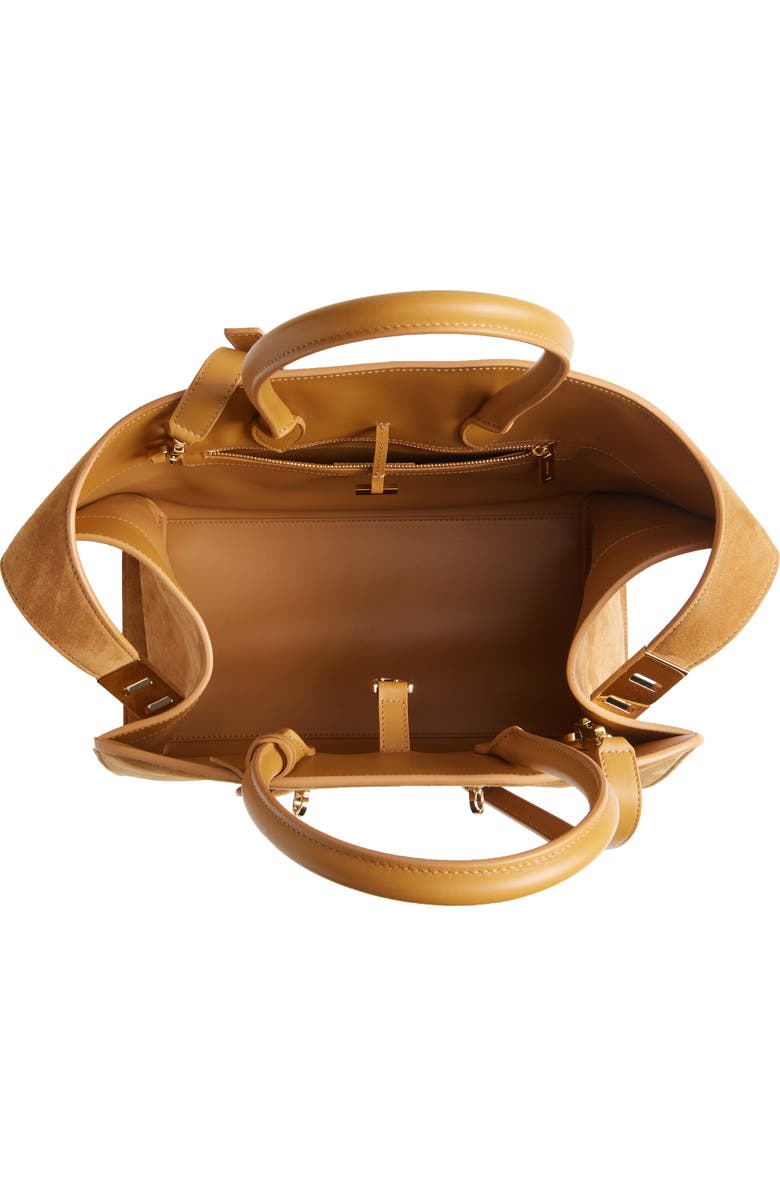 FERRAGAMO Small Hug Suede Top Handle Bag, Alternate, color, Natural