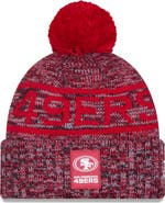 New Era Men's New Era Scarlet San Francisco 49ers 2025 Sideline Cold Weather Cuffed Knit Hat with Pom