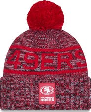New Era Men's New Era Scarlet San Francisco 49ers 2025 Sideline Cold Weather Cuffed Knit Hat with Pom