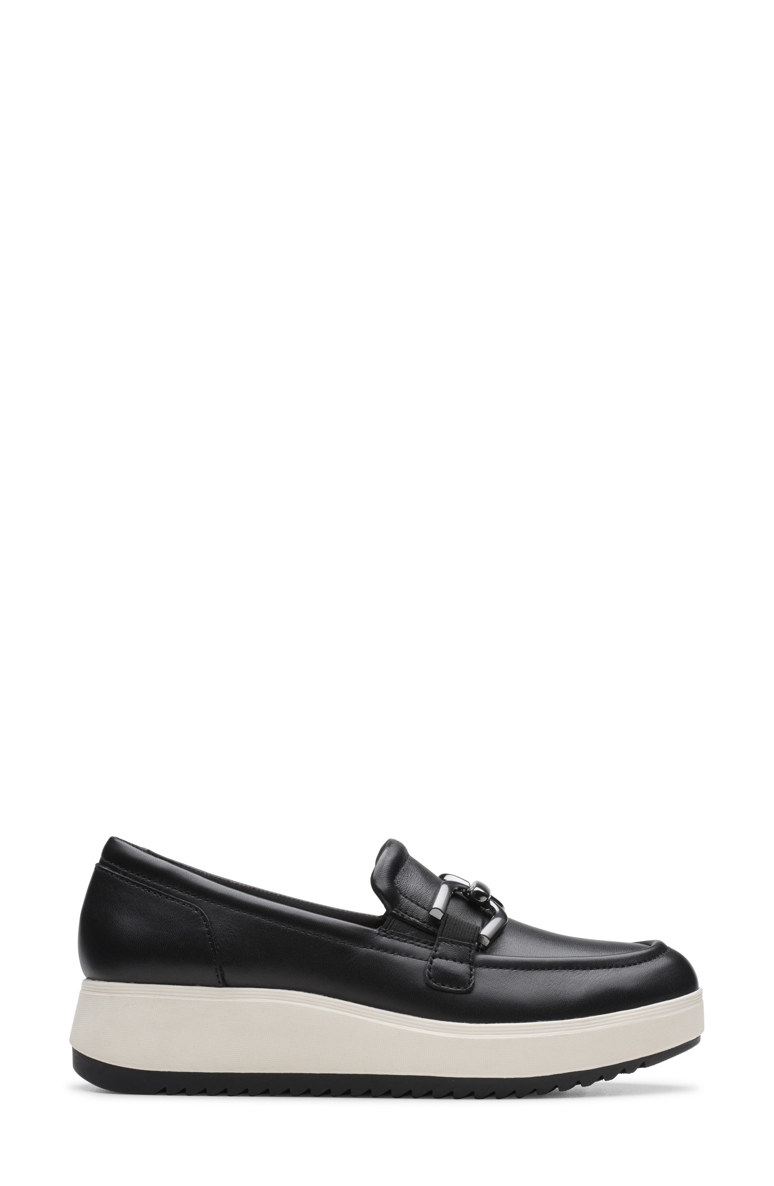 Clarks<sup>®</sup> Zylah Top Wedge Loafer - Wide Width Available, Alternate, color, Black