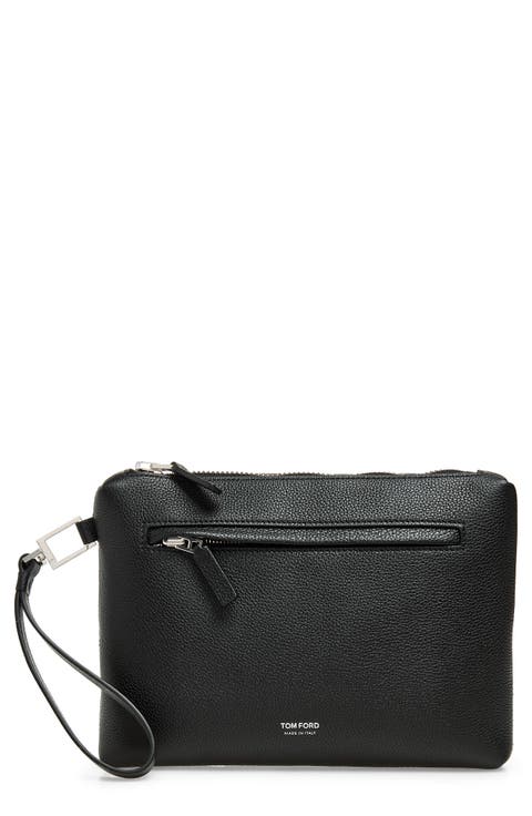 Wristlet Strap Grain Leather Pouch