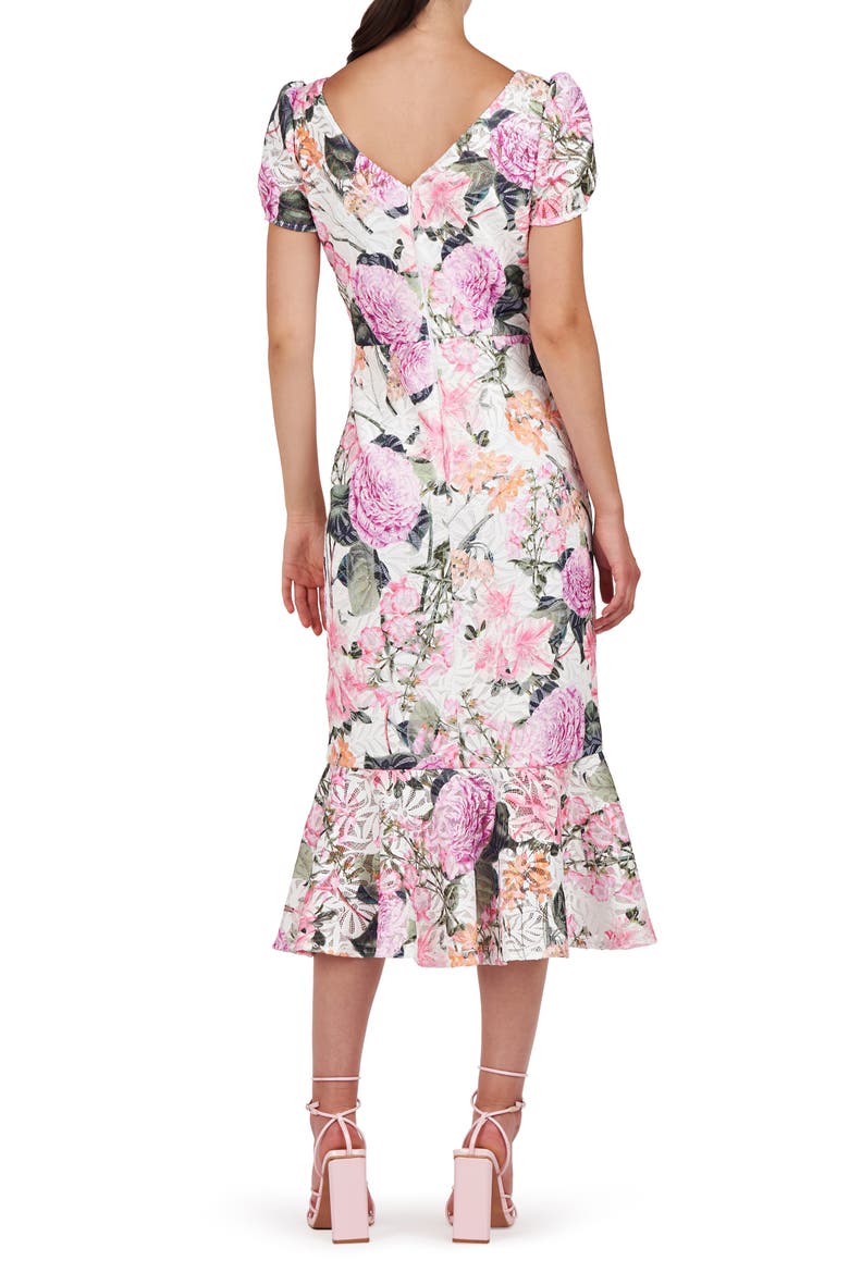 Fern Floral Lace Midi Cocktail Dress, Alternate, color, ROSE VIOLET/ IVORY