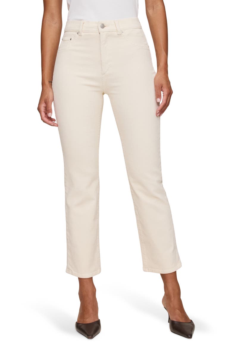 Patti High Waist Ankle Straight Leg Corduroy Jeans, Main, color, MANILLA