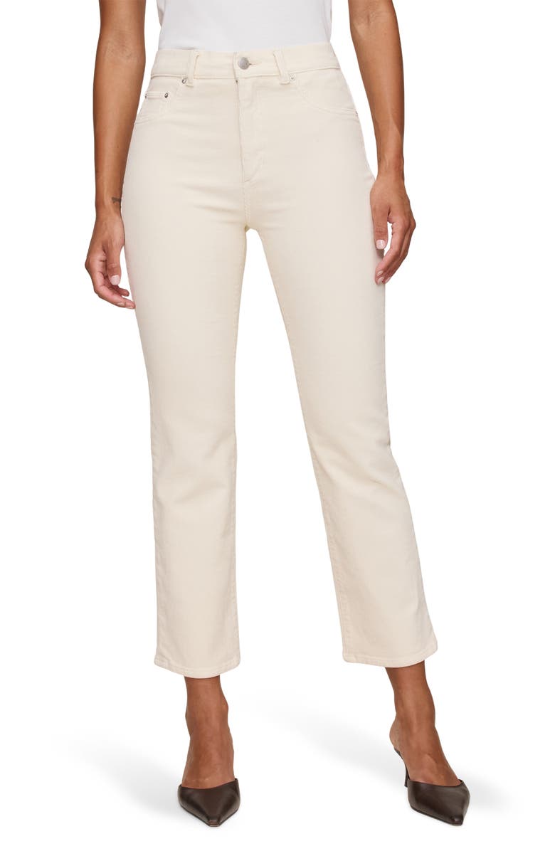 DL1961 Patti High Waist Ankle Straight Leg Corduroy Jeans, Main, color, Manilla