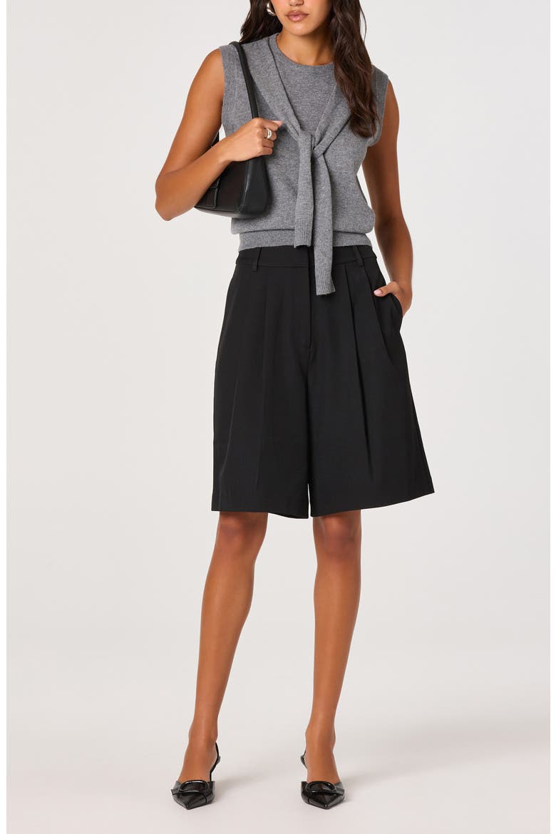 Scarf Tie Sleeveless Sweater, Alternate, color, HEATHER GREY