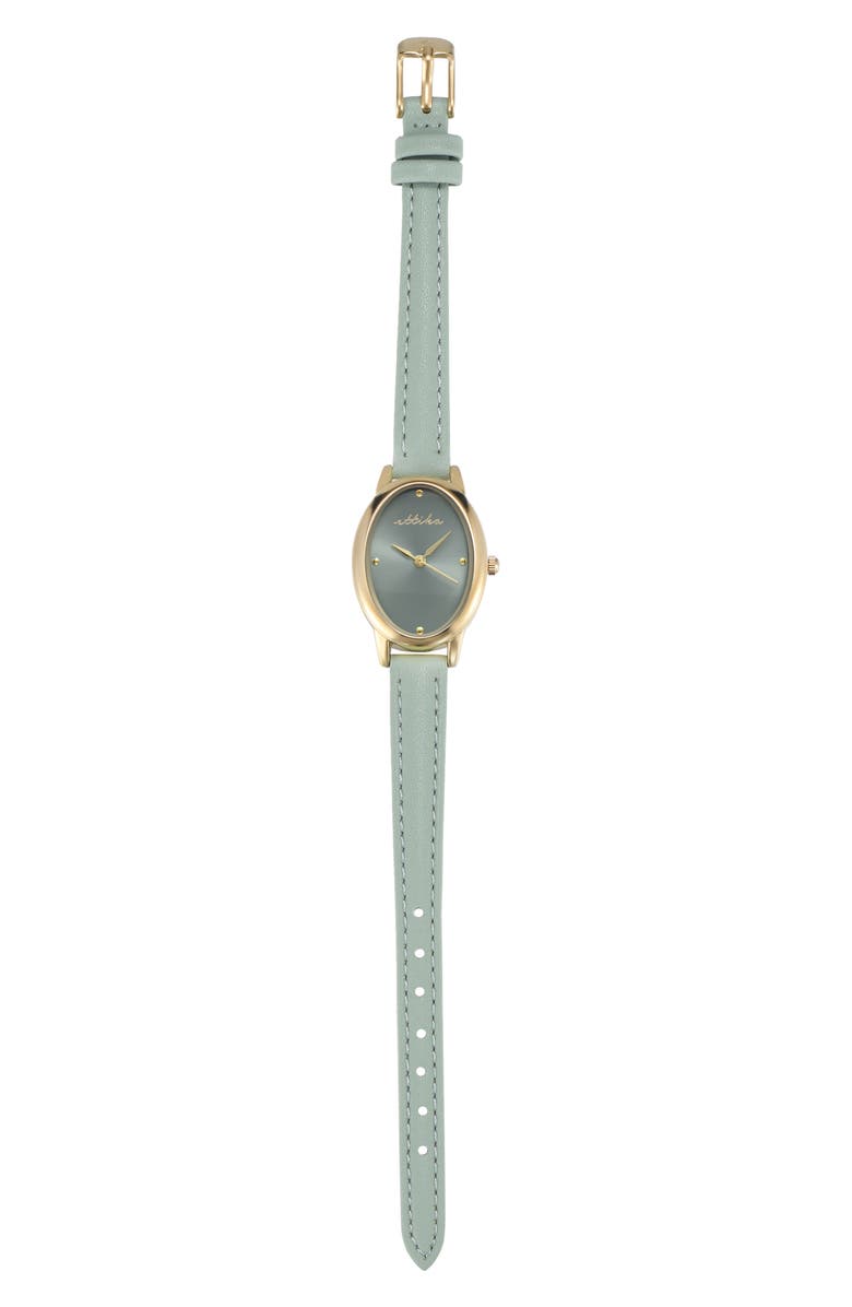 Ettika Seafoam Thick Dome Quartz Leather Strap Watch, 24mm x 36.5mm, Alternate, color, Seafoam