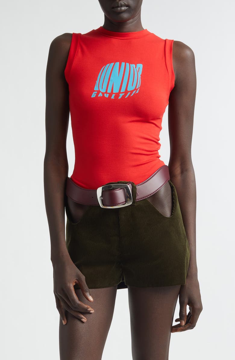 Jean Paul Gaultier Junior Fitted Jersey Graphic Tank, Main, color, Red