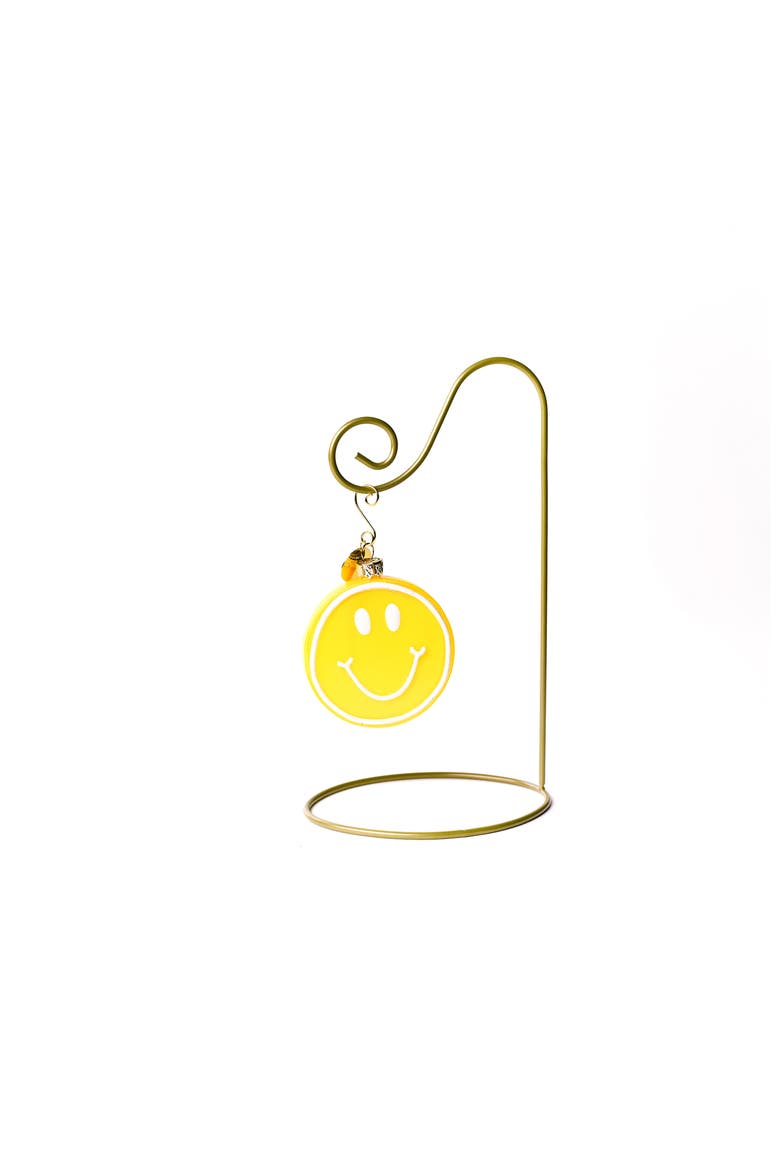 Happy Face Glass Shaped Ornament with Gold Stand, Main, color, Yellow