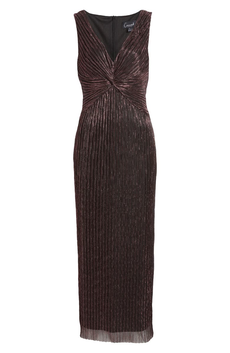 Connected Apparel Pleated Metallic Twist Front Gown, Alternate, color, 