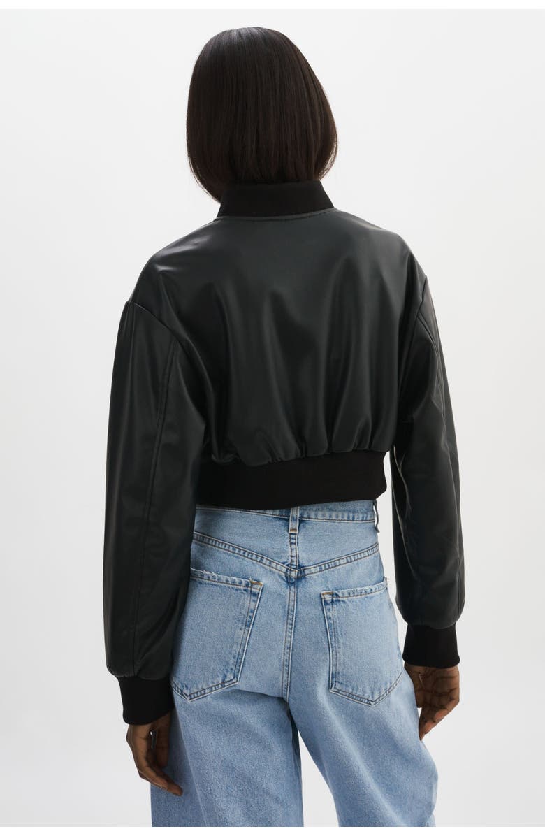 LAMARQUE EVELIN | Cropped Faux Leather Bomber Jacket, Alternate, color, Black