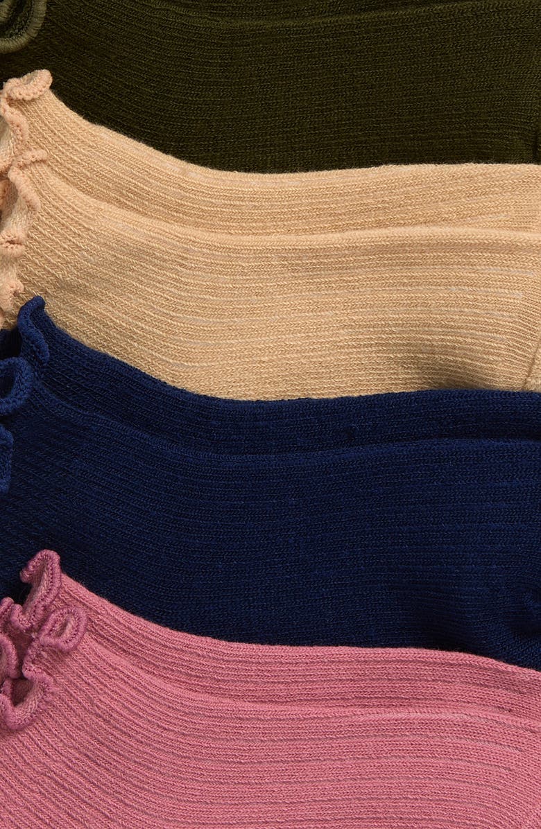 Nordstrom Kids' Assorted 6-Pack Lettuce Edge Crew Quarter Socks, Alternate, color, Pink Balm Multi