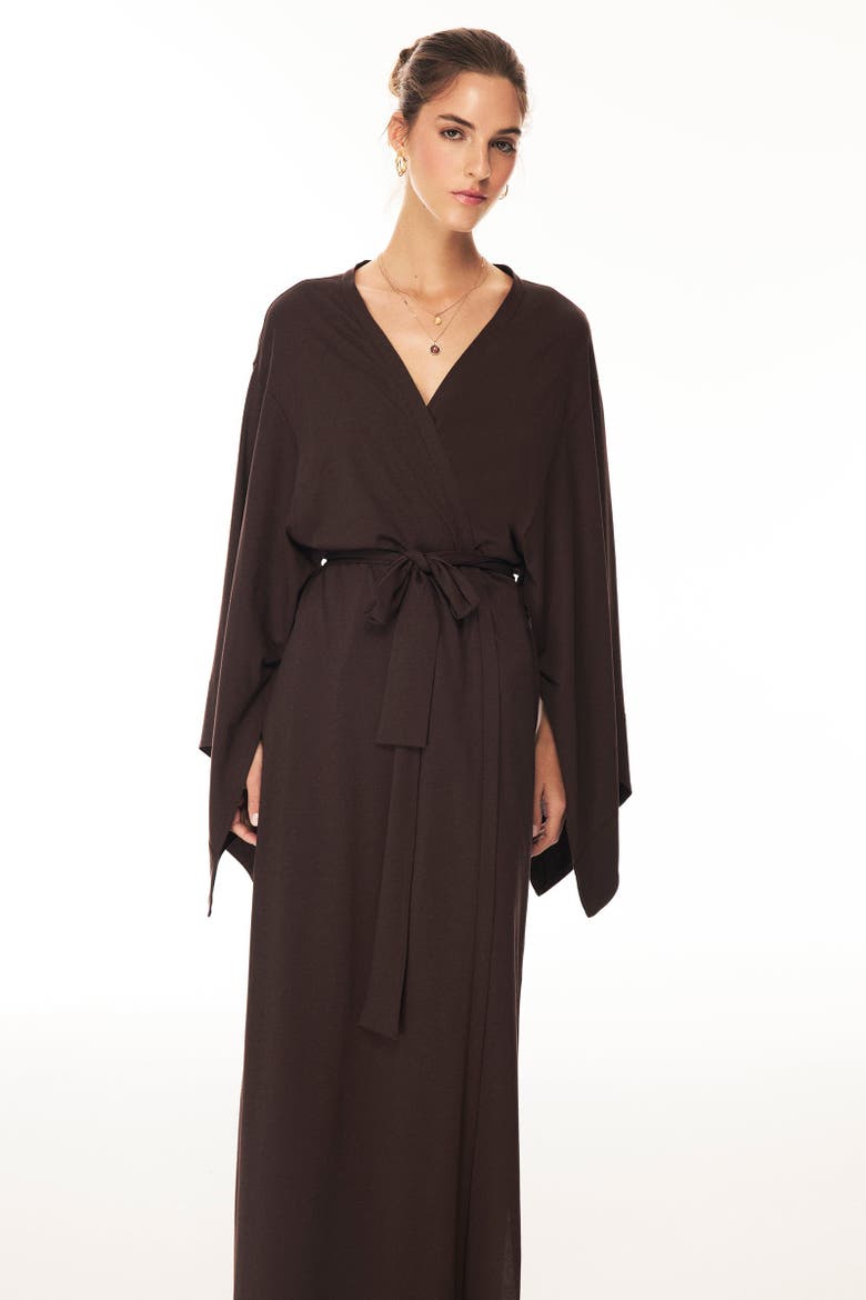 Lune Kaftan Robe, Alternate, color, Brown